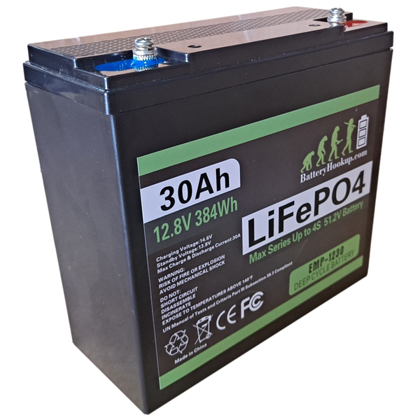 New 12.8v 30ah Lifepo4 Battery - Series 12/24/36/48v - 30a BMS