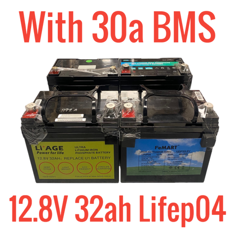 12.8V 32ah 410wh Lifepo4 Batteries w/ BMS - 12/24v