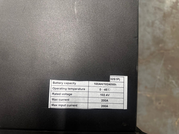 Used 104.2V 100Ah 10.42kWh LiFePO4 Pack Balanced - Needs BMS