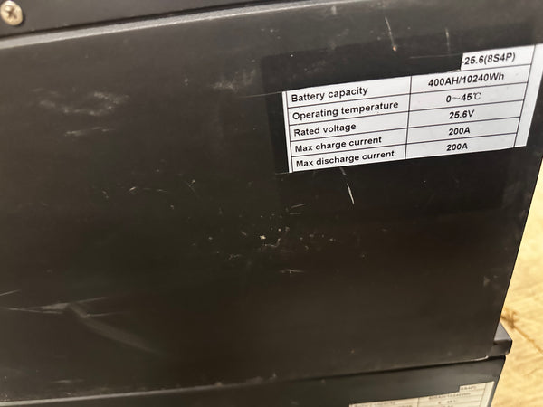 Used 25.6V 400Ah 10.24kWh LiFePO4 8S4P Rackmount Pack - Needs BMS