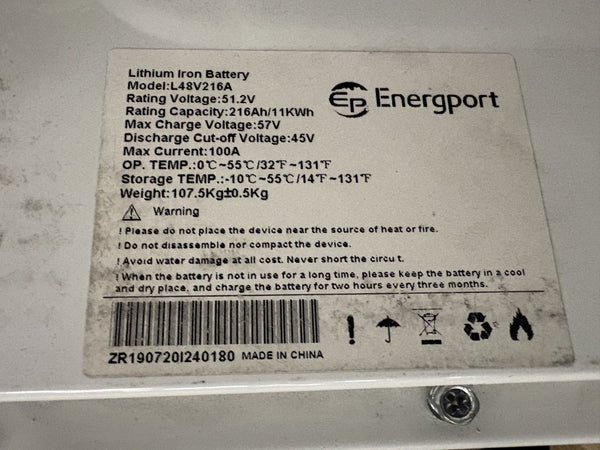 51.2v 216ah 11kWh LiFePO4 - Needs BMS