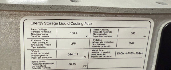 52x 3.2v 305ah Lifepo4 Cells - 166v 280ah 46kWh