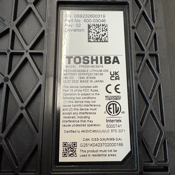 46v LTO Toshiba SCiB 20,000 cycles! 20x 20ah Cells