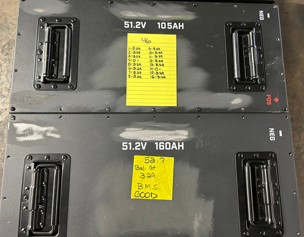 1x 51.2v 105ah, 1x 51.2v 160ah, 1x 70.4v 105ahl, 1x 51.2v 72ah LiFePO4