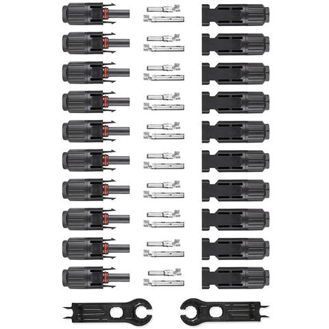 10 Pack Male/Female MC4 Connectors + 2x Spanners - Battery Hookup