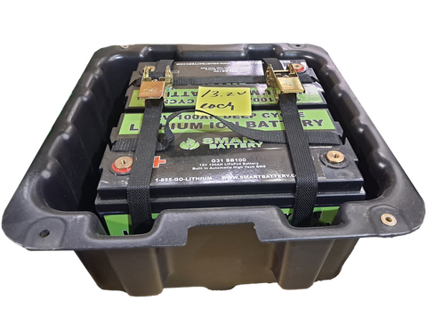 2x 12.8v 100ah Lifepo4 batteries with Outdoor Enclosure