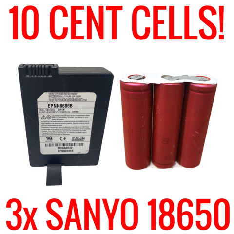 *SALVAGE* 3 SANYO 18650 2200MAH LITHIUM ION