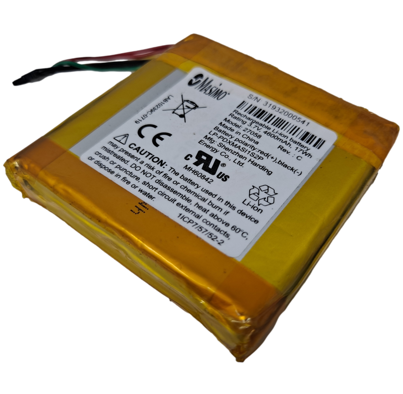 3.7V 4350mah 16.1WH CELLS W/ BMS Masimo
