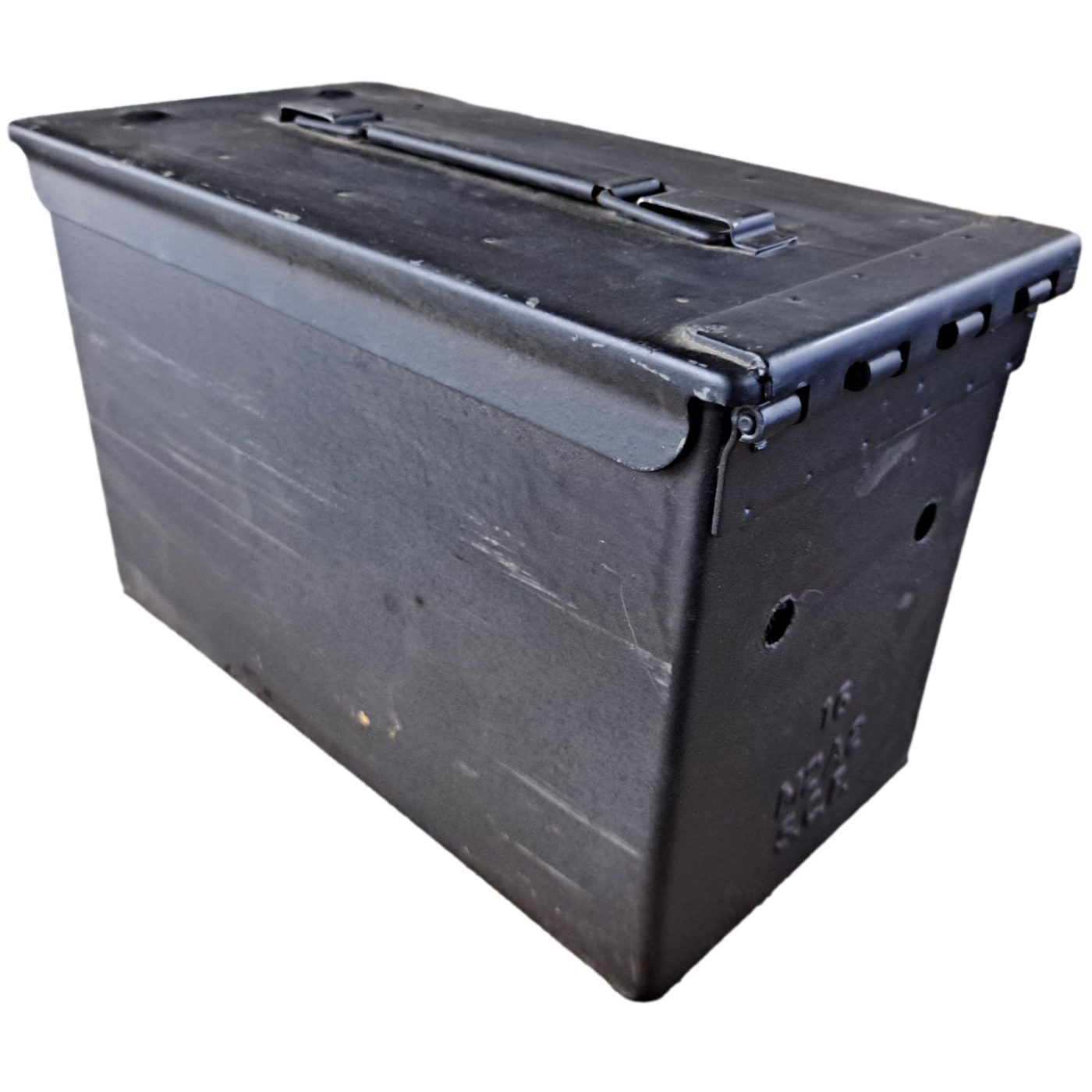 Black US Military Ammo Can Painted with Holes for wires
