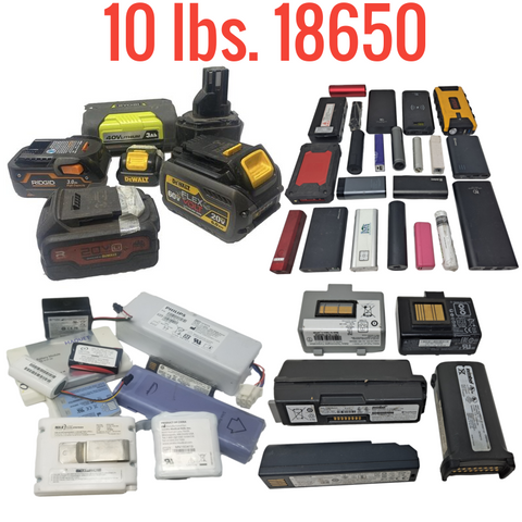 10 Pounds of Mixed 18650 Packs - 60-80 Cells