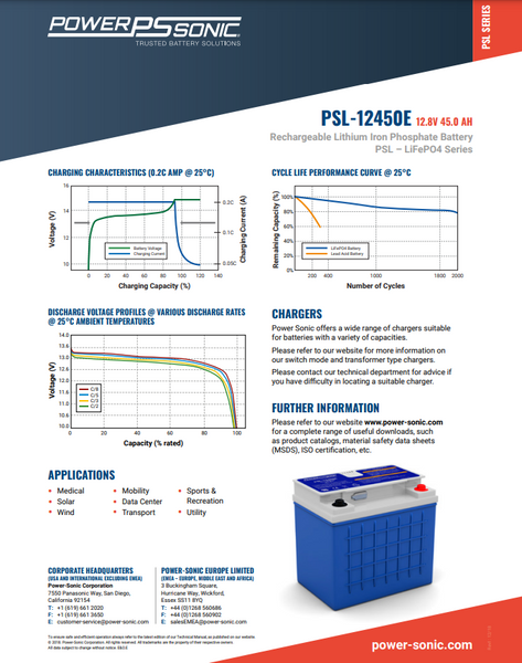 Power Sonic 12.8v 45ah PSL-12450E - TESTED