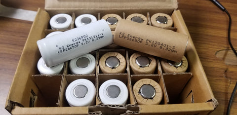 BROWN/WHITE MIX NEW 20 3.2v K2 26650 LFP26650p 2600mah Lifepo4 - Shelf J1