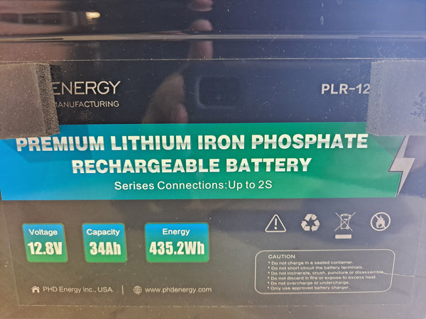 PHD Energy 12.8v 34ah 435.2wh LifePo4 w/ BMS - Fully Tested