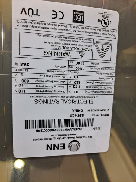 25 120w ENN Thin Film Solar Panels 3000w $0.375/watt