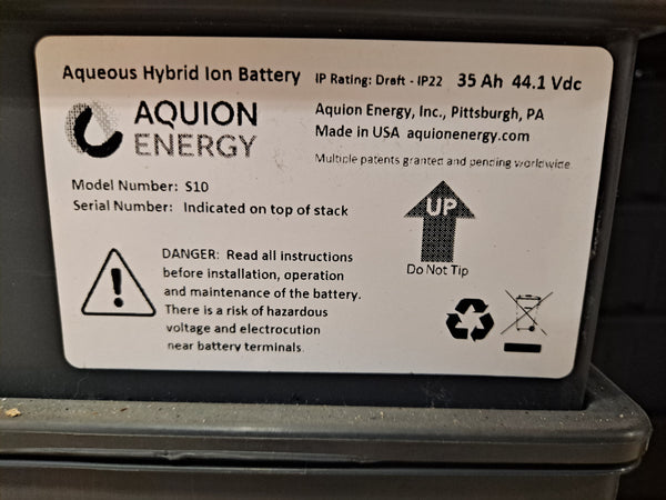 Aquion Energy 44.1v 12.35kWh Salt Water battery