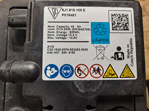 Porsche A123 12v 40ah Lifepo4 660a Starter Battery