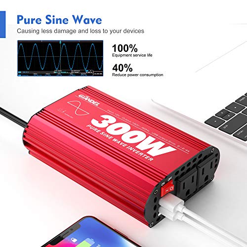 300w 12v Pure Sine Wave Inverter with Car Adapter - Amazon