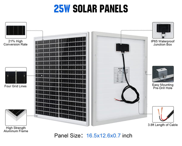 25w 12v Monocrystalline Solar Panel - Amazon