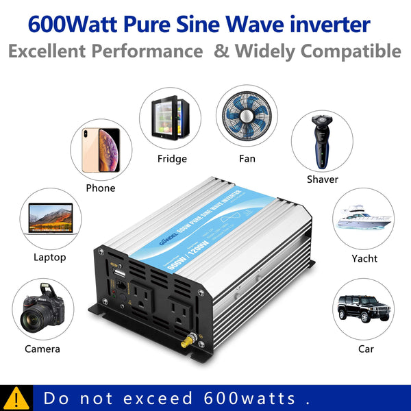 600w 12v Pure Sine Wave Inverter - Amazon