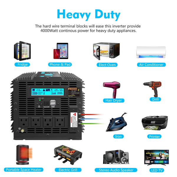 4000w 12v Pure Sine Wave Inverter + Terminal Blocks - Amazon