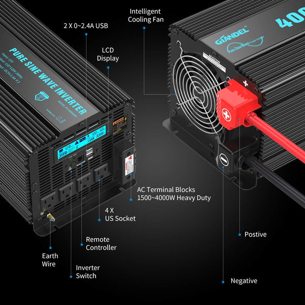 4000w 12v Pure Sine Wave Inverter + Terminal Blocks - Amazon