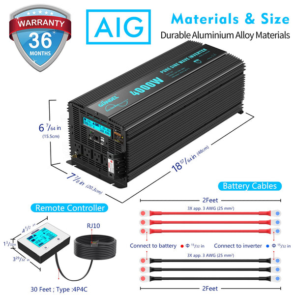 4000w 12v Pure Sine Wave Inverter + Terminal Blocks - Amazon