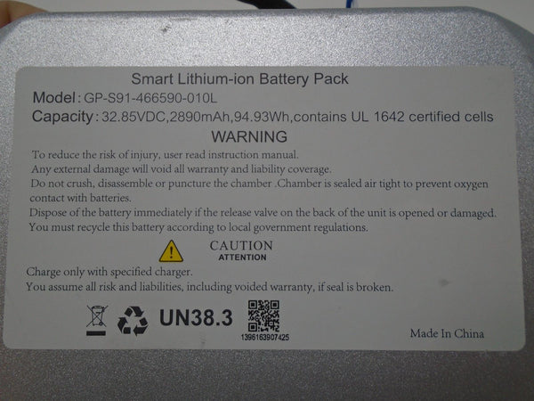 9S 32.85V 2.89ah 94.93WH LI-ION PACK + BMS