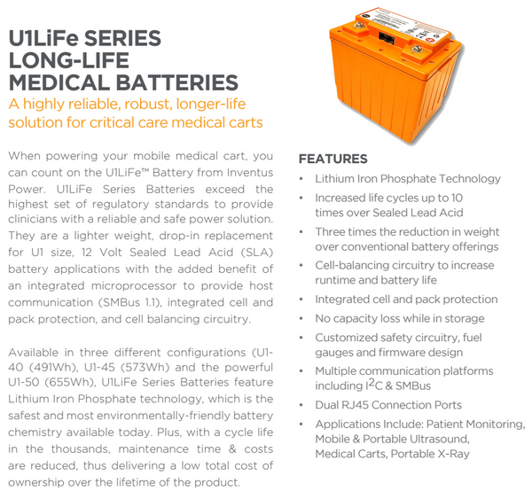 Lifepo4 U1-50 Lifepo4 12.8v 51.2Ah 655.36Wh