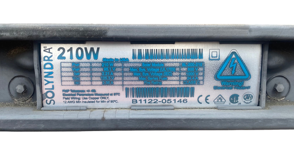 Broken Tube 95v 210W Solyndra Solar Panel