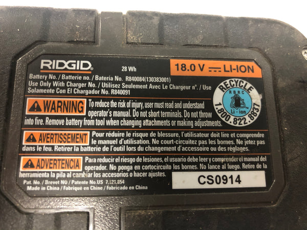 RIDGID 18v R840084 FOR PARTS & REPAIR