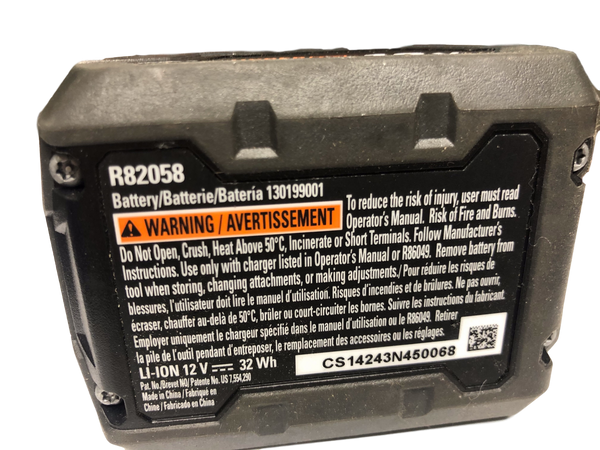RIDGID R82058 12V 3AH FOR PARTS/REPAIR