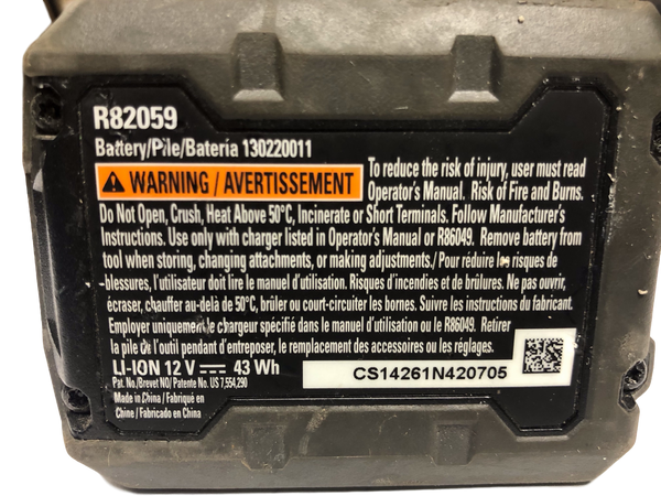 RIDGID R82059 12V 4AH FOR PARTS & REPAIR