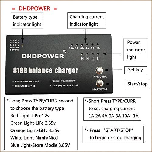 DHD POWER 818b balance charger 240w 10a 2s-8s - out of box