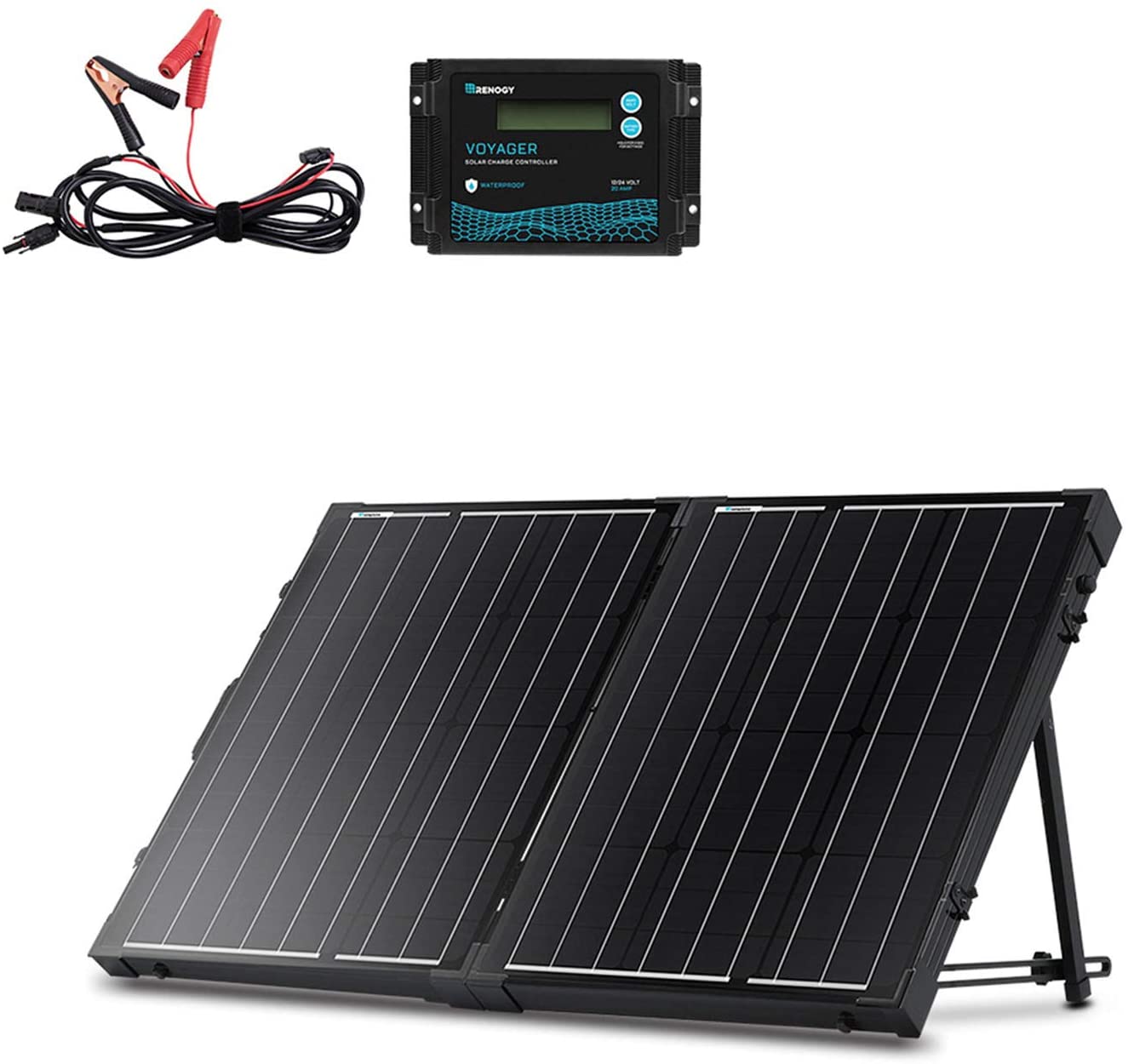 100 Watt 12 Volt Monocrystalline Foldable Solar Suitcase w Voyager Controller