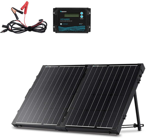 100 Watt 12 Volt Monocrystalline Foldable Solar Suitcase w Voyager Controller