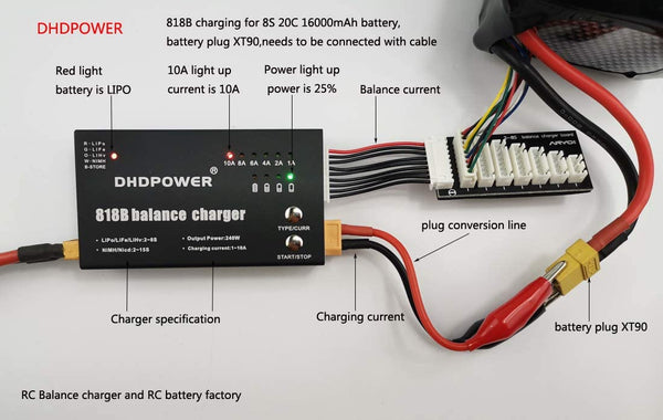 DHD POWER 818b balance charger 240w 10a 2s-8s - out of box