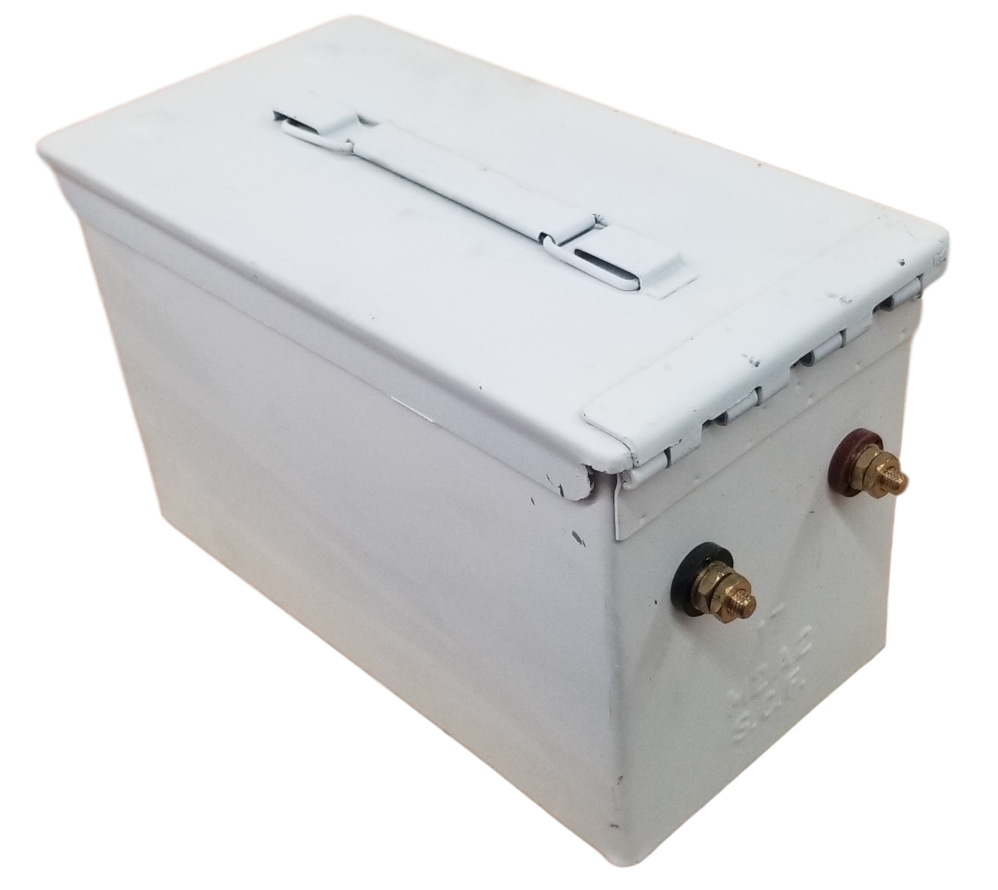 White Ammo Can with Binding Posts
