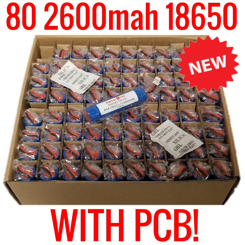 80 BAK 2600mah 18650 WITH 5a PCB