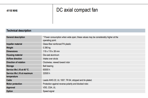 Ebmpapst 4118 NH6 Axial compact fan DC 48V 1.3A 62W cooling fan