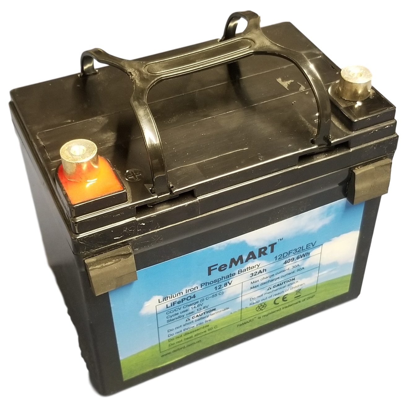 FeMART 12.8v 32ah 409.6wh LifePo4 w/ BMS