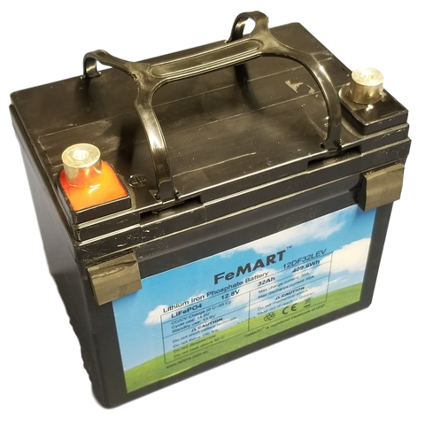 FeMART 12.8v 32ah 409.6wh LifePo4 w/ BMS