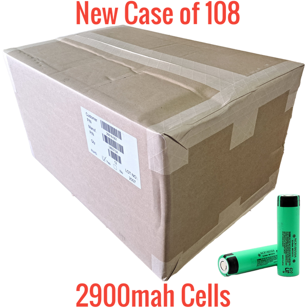 New Case of 108 Panasonic NCR18650A 2900mah cells