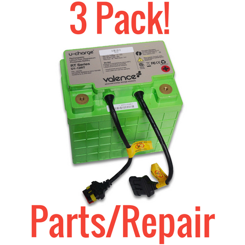 3 PACK - PARTS/REPAIR Valence U-Charge U1-12RT LifePo4 Battery 12V 40Ah 512wh
