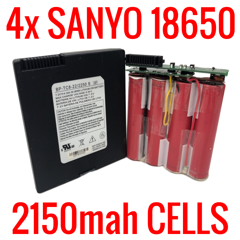 4 SANYO 2150MAH 18650 CELLS IN BP-TC8-22 MODEM BATTERIES