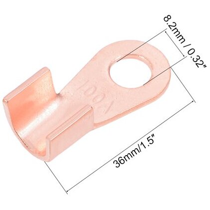 2-Pack 100a copper ring terminals for wire connection