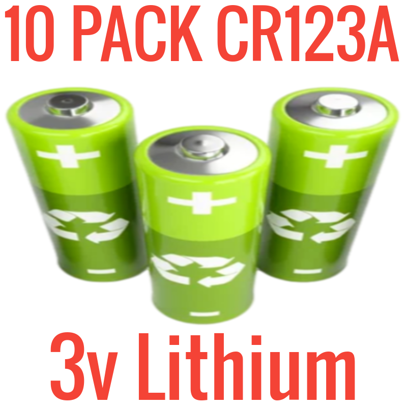 10 Pack CR123A 3v Lithium Batteries