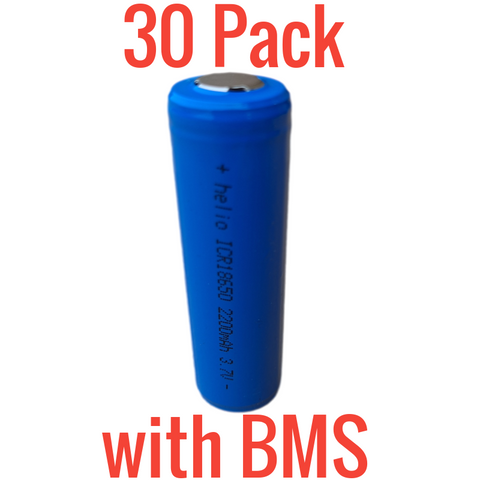 30x New Helio 3.6v 2200mah 18650 Cells with PCB - $99/kWh