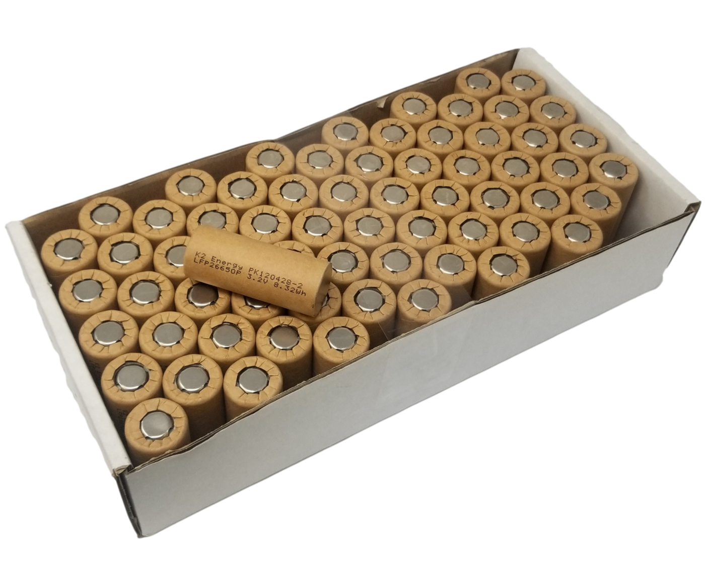 65 K2 26650 LFP26650p 2600mah 8.32wh Cardboard Lifepo4 NEW