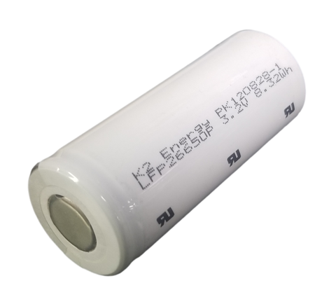 16 K2 26650 LFP26650p 2600mah 8.32wh Lifepo4 White Vinyl NEW