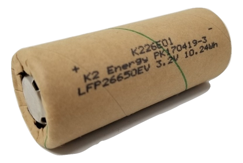 16 K2 26650 LFP26650EV 3200mah 10.24wh Lifepo4 Cardboard NEW